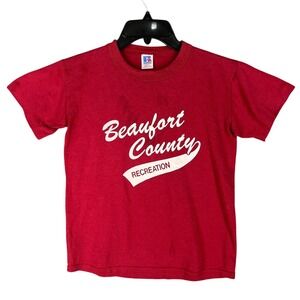 Beaufort County Baseball Tee Youth L Vintage 90s Russell Athletic Made USA Retro